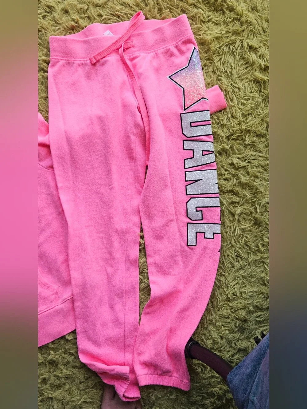Justice Neon Pink 'Dance' Hoodie & Sweatpants Set with Star Graphics